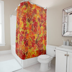 Glittery Fall Maple Leaves Shower Curtain