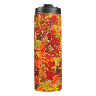 Glittery Fall Maple Leaves Thermal Tumbler