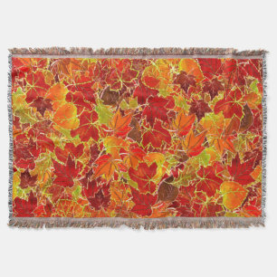Glittery Fall Maple Leaves Throw Blanket