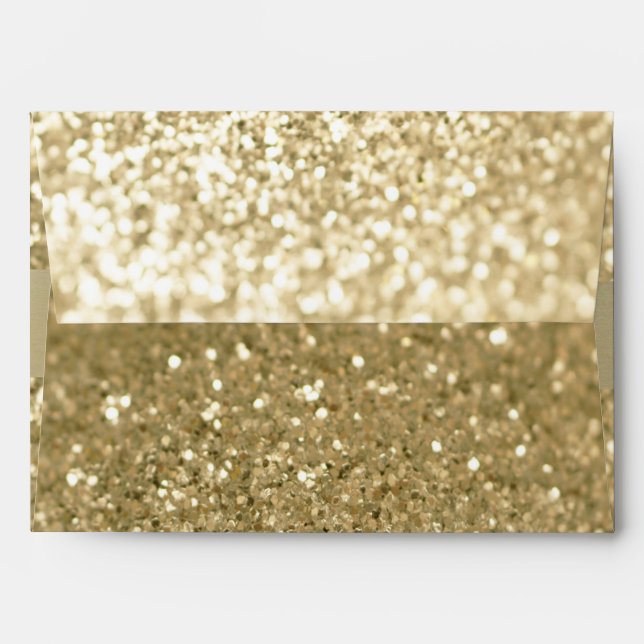 Glittery  fancy elegant modern gold stripe envelope (Back (Top Flap))
