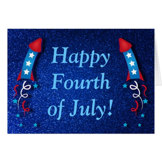 Glittery Fireworks Rocket 4th of July Card