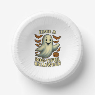 Glittery Ghost “Have a Boo-tiful Halloween” Paper Plate