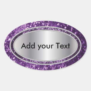 Glittery Glam Purple Sparkles Oval Sticker