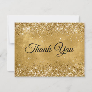 Glittery Gold 40th Birthday Thank You Card