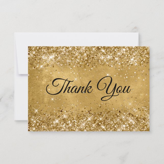 Glittery Gold 50th Birthday Thank You Card (Front)