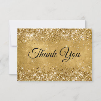 Glittery Gold 50th Birthday Thank You Card