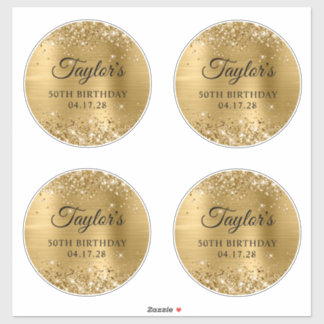 Glittery Gold 6" Circles 50th Birthday