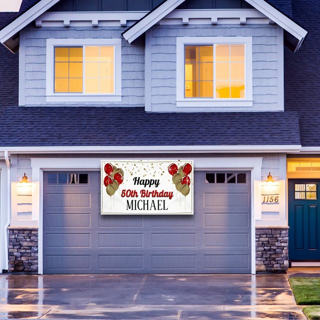 Glittery Gold and Red Happy Birthday Banner (Creator Uploaded)