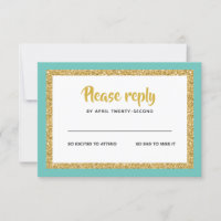 Glittery Gold and Teal Bat Mitzvah Reply