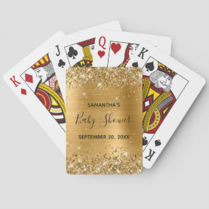 Glittery Gold Baby Shower Favour Playing Cards