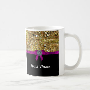 Glittery gold & black coffee mug