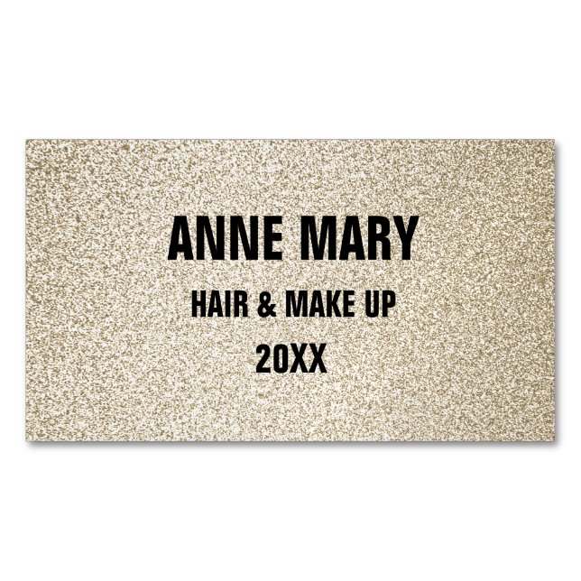 Glittery Gold Black Hair Make Up Modern Spa 2023 Magnetic Business Card (Front)