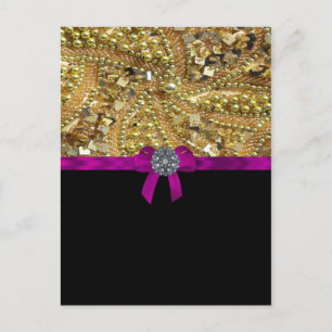 Glittery gold & black postcard