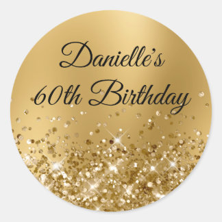 Glittery Gold Blur 60th Birthday Classic Round Sticker