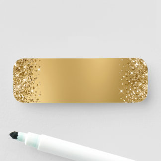 Glittery Gold Blur Blank Name Tag