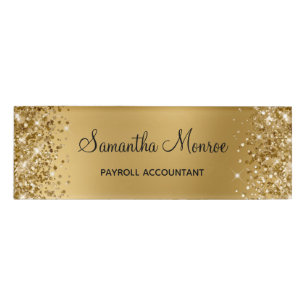Glittery Gold Blur Name Tag