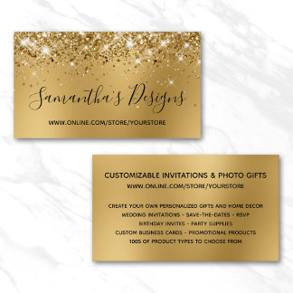 Glittery Gold Blur Online Store Business Card