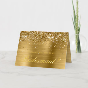 Glittery Gold Bridesmaid Proposal Foil Greeting Card