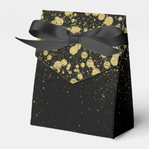 Glittery Gold Confetti on Black Favour Box