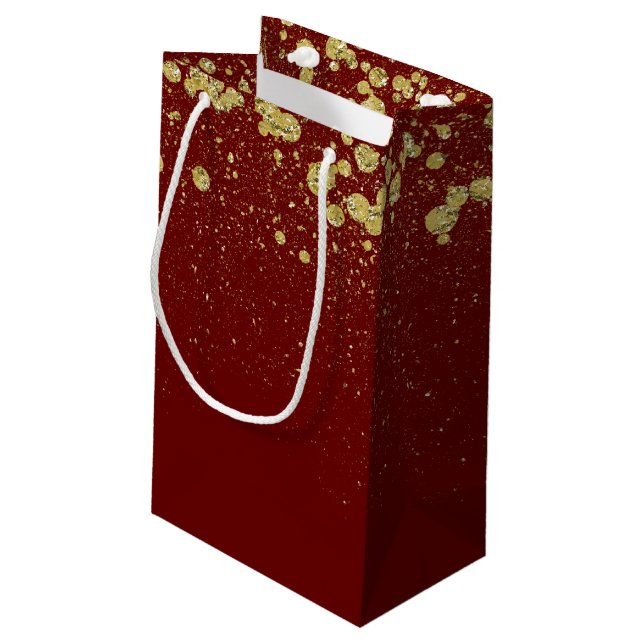 Glittery Gold Confetti Small Gift Bag (Back Angled)