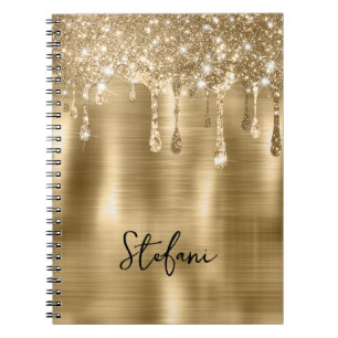 Glittery Gold Drips Two Name Place Cards Notebook