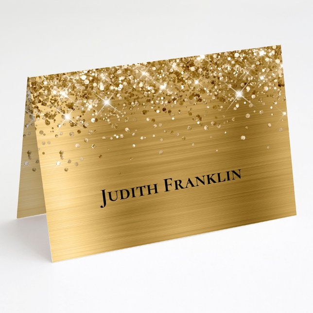 Glittery Gold Elegant Typeface Place Cards (Glittery Gold Elegant Typeface Place Cards)