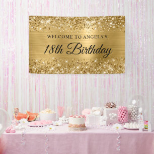 Glittery Gold Foil 18th Birthday Welcome Banner