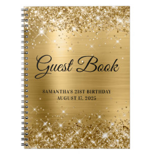 Glittery Gold Foil 21st Birthday Guestbook Notebook