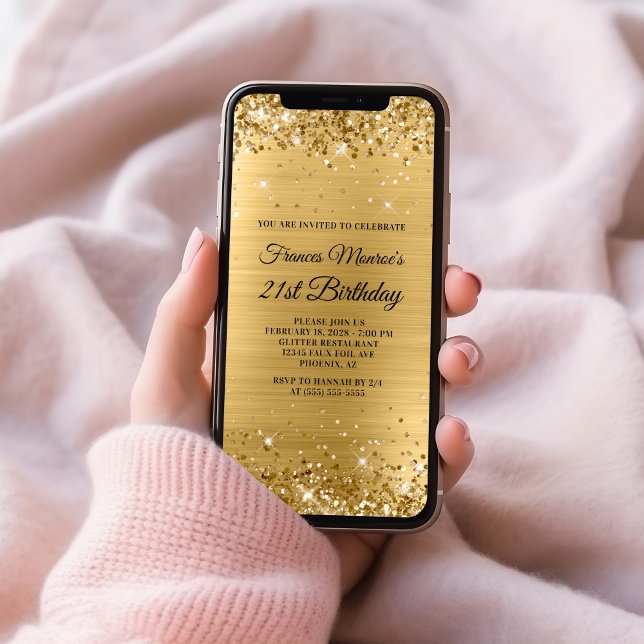 Glittery Gold Foil 21st Birthday Invitation (Glittery Gold Foil 21st Birthday Invitation)