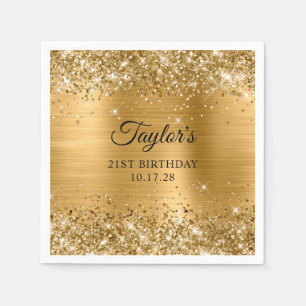 Glittery Gold Foil 21st Birthday Napkin