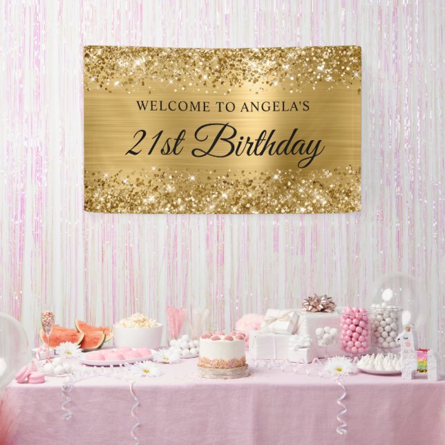 Glittery Gold Foil 21st Birthday Welcome Banner (Party)