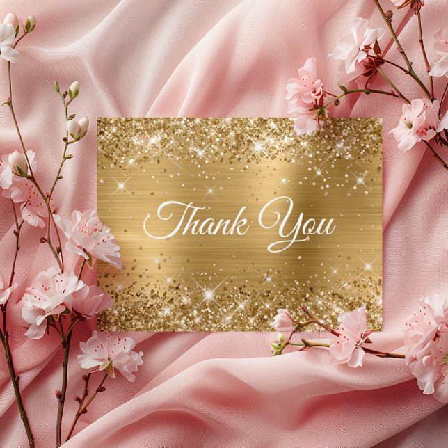 Glittery Gold Foil 30th Birthday Thank You Postcard (Glittery Gold Foil 30th Birthday Thank You Postcard)