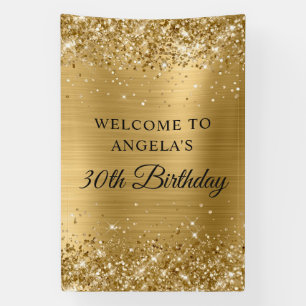 Glittery Gold Foil 30th Birthday Vertical Banner