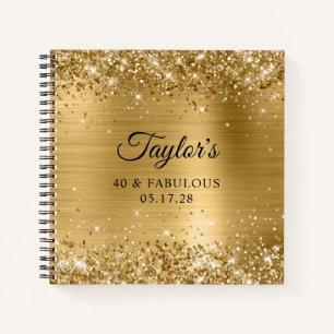 Glittery Gold Foil 40 & Fabulous Guest Notebook