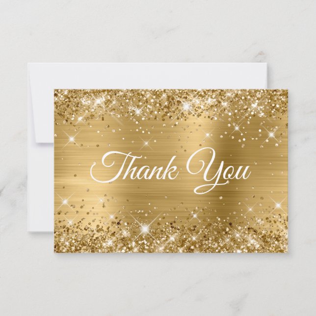 Glittery Gold Foil 40th Birthday Thank You Card (Front)