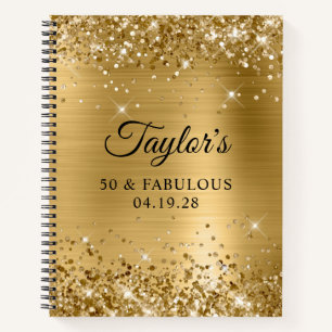 Glittery Gold Foil 50 & Fabulous Notebook