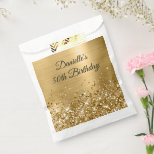 Glittery Gold Foil 50th Birthday Favour Bags