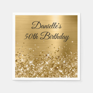 Glittery Gold Foil 50th Birthday Napkin