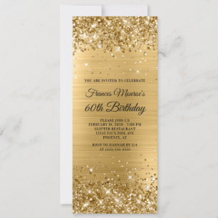 Glittery Gold Foil 60th Birthday Invitation