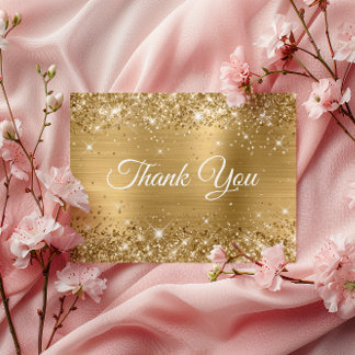 Glittery Gold Foil 75th Birthday Thank You Postcard
