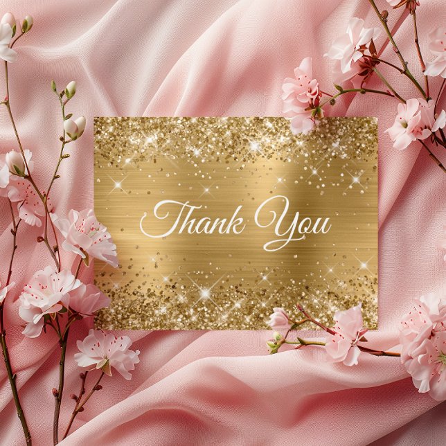 Glittery Gold Foil 90th Birthday Thank You Postcard (Glittery Gold Foil 90th Birthday Thank You Postcard)