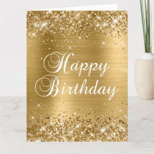 Glittery Gold Foil Big Happy Birthday Card