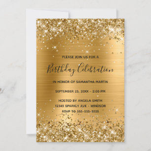 Glittery Gold Foil Birthday Celebration Invitation