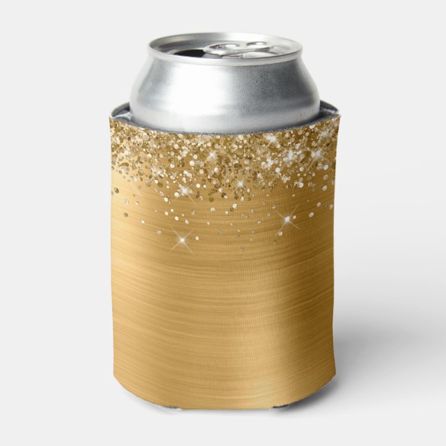 Glittery Gold Foil Blank Can Cooler (Can Front)
