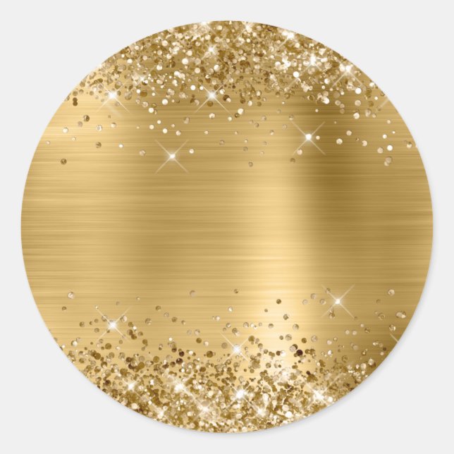 Glittery Gold Foil Blank Classic Round Sticker (Front)