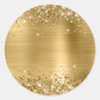 Glittery Gold Foil Blank Classic Round Sticker