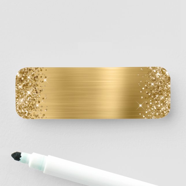 Glittery Gold Foil Blank Name Tag (In Situ)