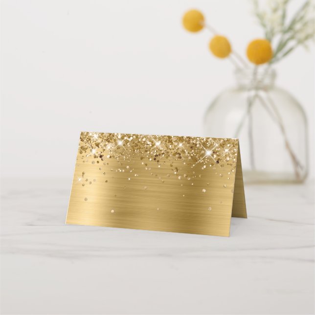 Glittery Gold Foil Blank Place Card (Front)