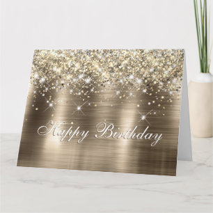 Glittery Gold Foil Faux Glitter Monogram Card