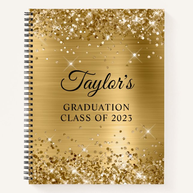 Glittery Gold Foil Graduation Guest Notebook (Front)